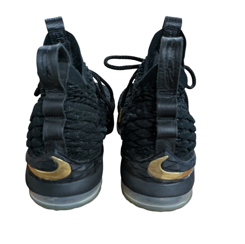Nike LeBron 15 Metallic Gold Black Basketball Sneakers Size 5.5Y